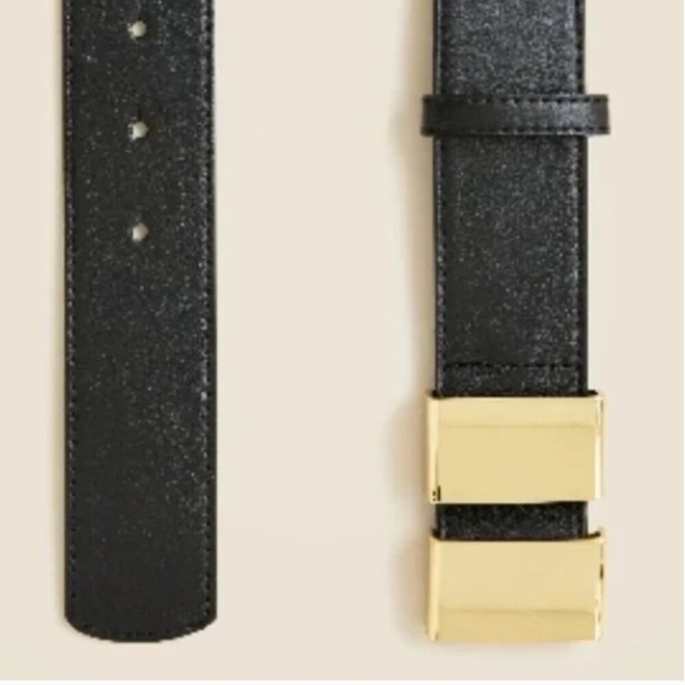 J. Crew Double Buckle Belt in Italian Leather – Black – Size S – NWT - Picture 2 of 4